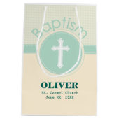 神のバプテスマの子男女兼用緑 ミディアムペーパーバッグ (裏面)