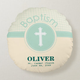 神のバプテスマの子男女兼用緑 ラウンドクッション