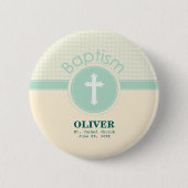 神のバプテスマの子男女兼用緑 缶バッジ (正面)