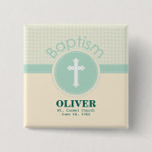 神のバプテスマの子男女兼用緑 缶バッジ (正面)