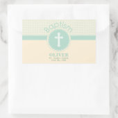 神のバプテスマの子男女兼用緑 長方形シール (バッグ)