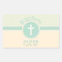 神のバプテスマの子男女兼用緑 長方形シール