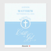 神のバプテスマ青い子パーソナライズされた シール (シート)