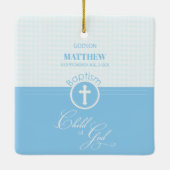 神のバプテスマ青い子パーソナライズされた セラミックオーナメント (裏面)
