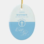 神のバプテスマ青い子パーソナライズされた セラミックオーナメント (正面)