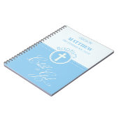 神のバプテスマ青い子パーソナライズされた ノートブック (左側)