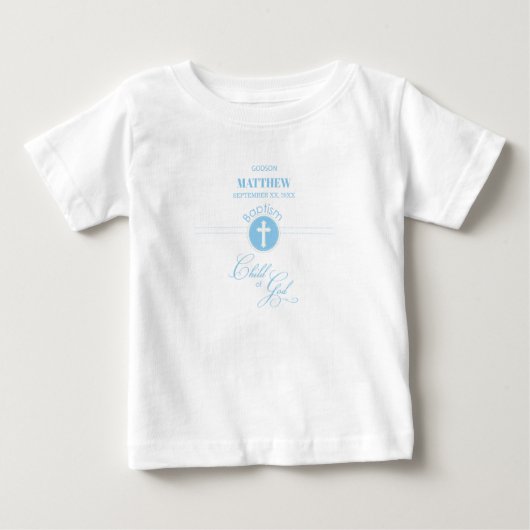 神のバプテスマ青い子パーソナライズされた ベビーTシャツ (正面)
