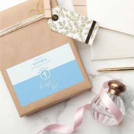 神のバプテスマ青い子パーソナライズされた 長方形シール