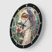 神のバラガーデンステンドグラスエンジェルウォール ラージ壁時計 (傾斜)