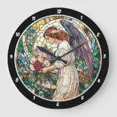 神のバラガーデンステンドグラスエンジェルウォール ラージ壁時計 (正面)