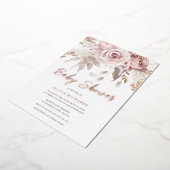 神のバラ金ゴールド赤面フローラベビーシャワー 箔招待状 (回転した状態)