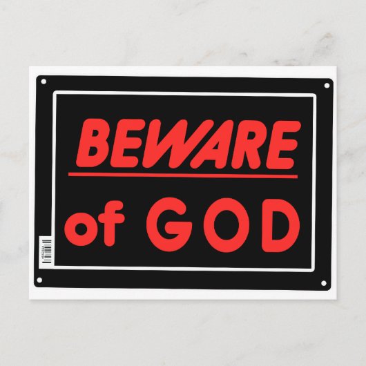 神のパロディ・ヤードのサインに注意 ポストカード (正面)