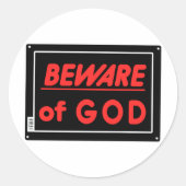 神のパロディ・ヤードのサインに注意 ラウンドシール (正面)