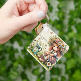 神のパーソナライズされたデイジー女の子 キーホルダー