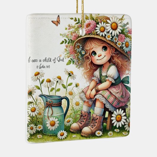 神のパーソナライズされたデイジー女の子 セラミックオーナメント (右)