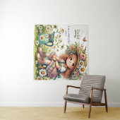 神のパーソナライズされたデイジー女の子 タペストリー (インサイチュ(横))