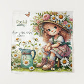 神のパーソナライズされたデイジー女の子 タペストリー (正面)