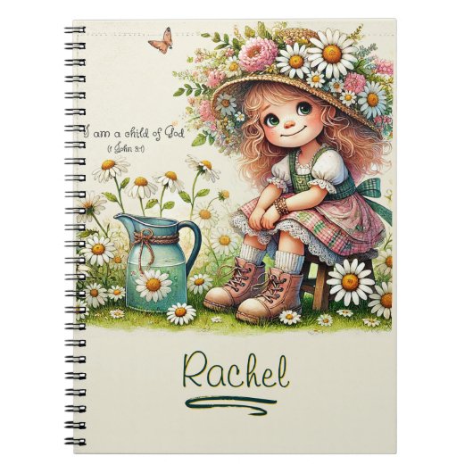 神のパーソナライズされたデイジー女の子 ノートブック (正面)