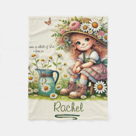神のパーソナライズされたデイジー女の子 フリースブランケット