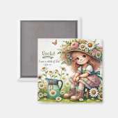 神のパーソナライズされたデイジー女の子 マグネット (正面/裏面)