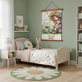 神のパーソナライズされたデイジー女の子 吊り下げ型タペストリー