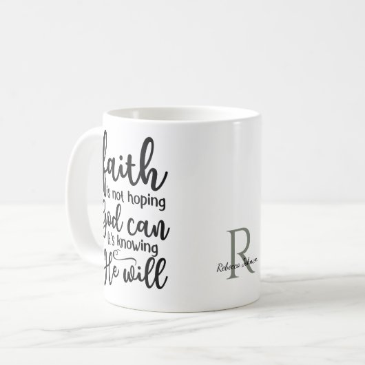 神のパーソナライズされた意志を知るキリスト教の信仰 コーヒーマグカップ (正面左)