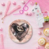 神のピンク結婚色（銀） ペーパープレート (パーティー)