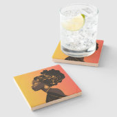 神のフェミニン#3瓦コースター ストーンコースター (横)