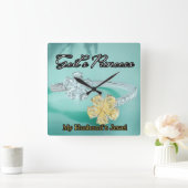 神のプリンセスきらきら光るターコイズスクエアウォールクロック スクエア壁時計 (ホーム)