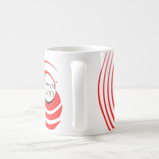 神のマグカップの恩恵 – 赤と白の渦巻き コーヒーマグカップ (ハンドル)