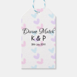 神のマッチにカップル名を入れたハート柄 ギフトタグ