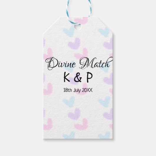 神のマッチを追加 カップル名 レター ハートパターン ギフトタグ (正面)