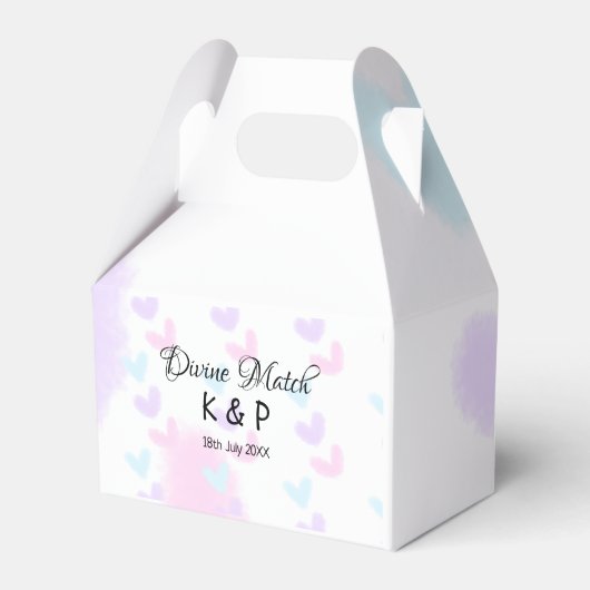 神のマッチを追加 カップル名 レター ハートパターン フェイバーボックス (正面サイド)