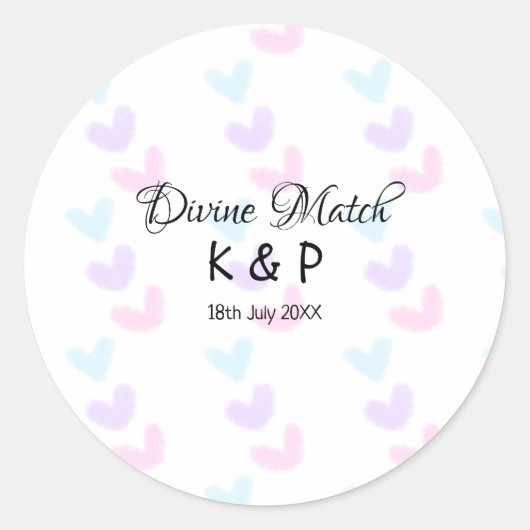 神のマッチを追加 カップル名 レター ハートパターン ラウンドシール (正面)