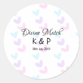 神のマッチを追加 カップル名 レター ハートパターン ラウンドシール