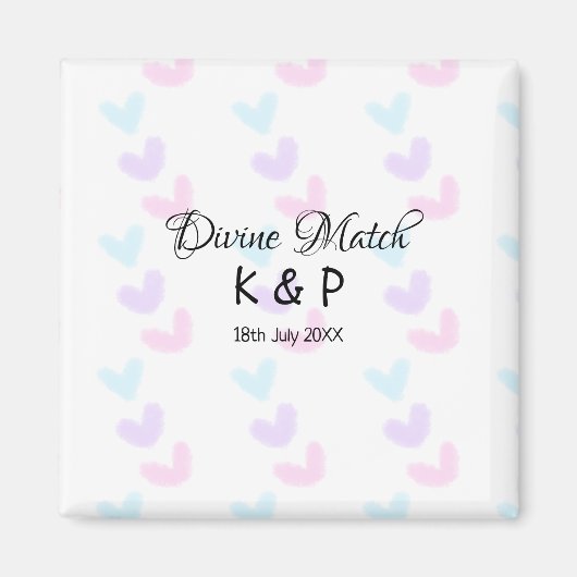 神のマッチ夫婦名レター ハートパターン マグネット (正面)