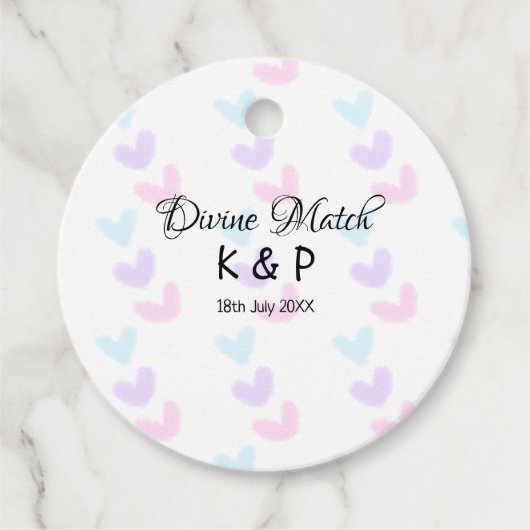 神のマッチ 夫婦名イニシャル ハート模様 フェイバータグ (正面)