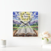 神のロ来マの言葉を聞くことによる信仰10: スクエア壁時計 (ホーム)