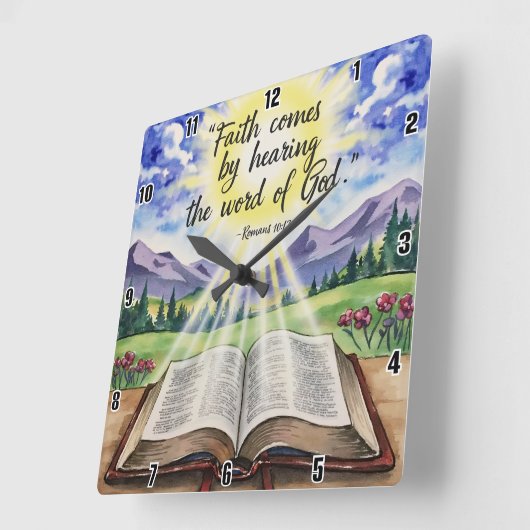 神のロ来マの言葉を聞くことによる信仰10: スクエア壁時計 (傾斜)