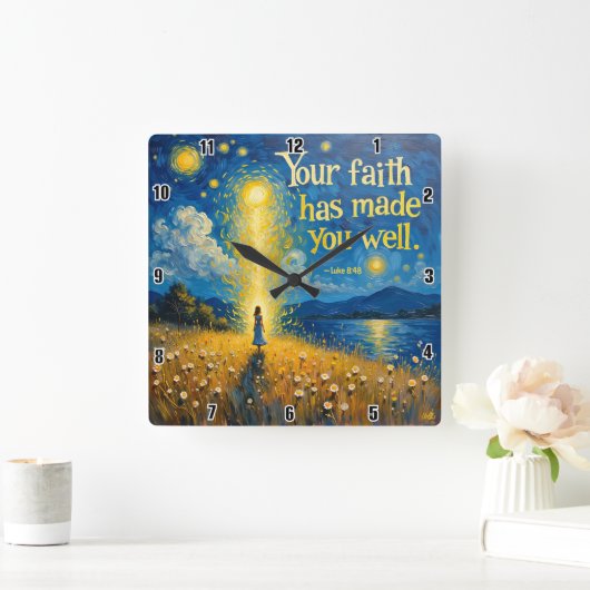 神のロ来マの言葉を聞くことによる信仰10: スクエア壁時計 (ホーム)