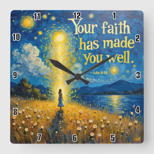 神のロ来マの言葉を聞くことによる信仰10: スクエア壁時計 (正面)