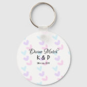 神の一致を追加カップル名の文字のハートパターン キーホルダー (裏面)