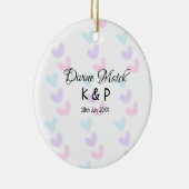 神の一致を追加カップル名の文字のハートパターン セラミックオーナメント (右)