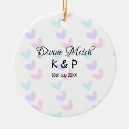 神の一致を追加カップル名の文字のハートパターン セラミックオーナメント