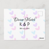 神の一致を追加カップル名の文字のハートパターン ポストカード (裏面)