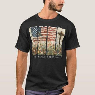 神の下なる一つの国家 7月四日 愛国 Tシャツ