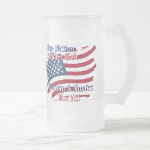 神の下にあるアメリカの一つの国 フロストグラスビールジョッキ