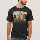 神の下のひとつの国 アメリカ 愛国者 ベテラン キリスト教 Tシャツ (正面)