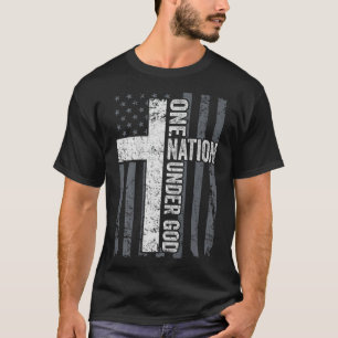 神の下の一つの国家キリスト教崇拝クロスフラグ Tシャツ