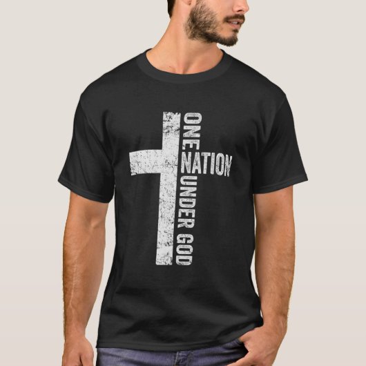 神の下の一つの国 – クリスチャン・クロス・アメリカン・fl tシャツ (正面)